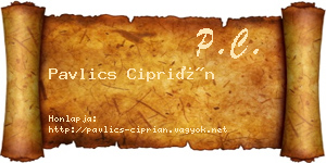 Pavlics Ciprián névjegykártya